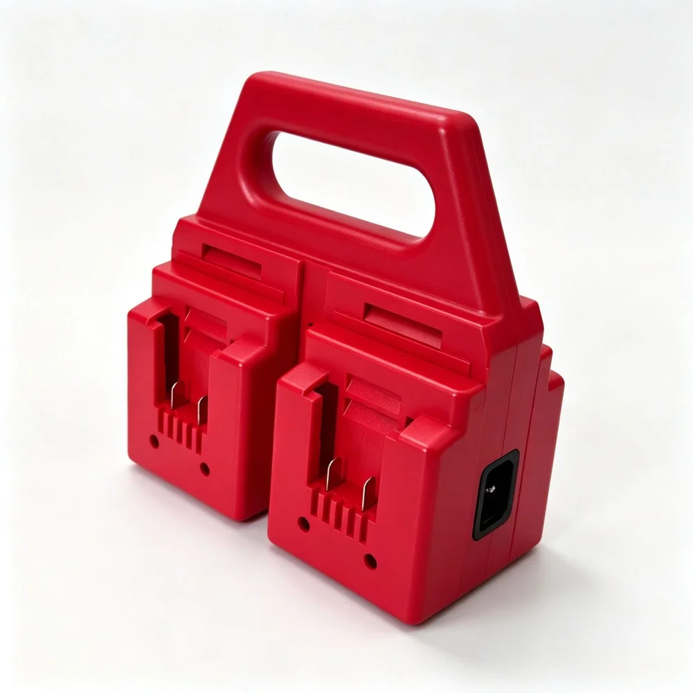 18V 4 Slot Fast Charging Station For 4Pin Lithium Battery Charger Red PP Holder With Secure Fit Storage Organizer Tool