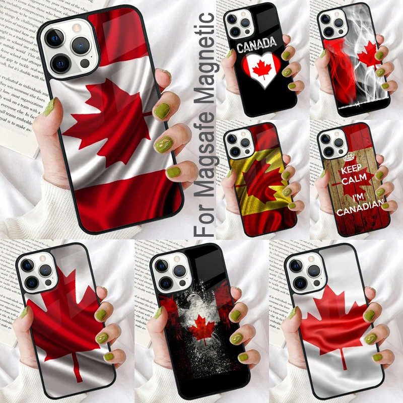 Canada Canadian Flag Magnetic Soft Phone Case for iPhone 16 Promax 15 Pro 13 14 Plus 11 12 Mini MagSafe Coque