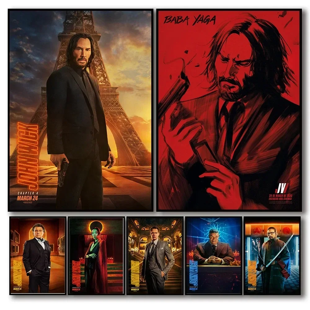 عمل الفيلم جون ويك الفصل 4 البوب ملصق فني قماش اللوحة الملصقات والمطبوعات صور فنية للجدران لغرفة المعيشة الديكور