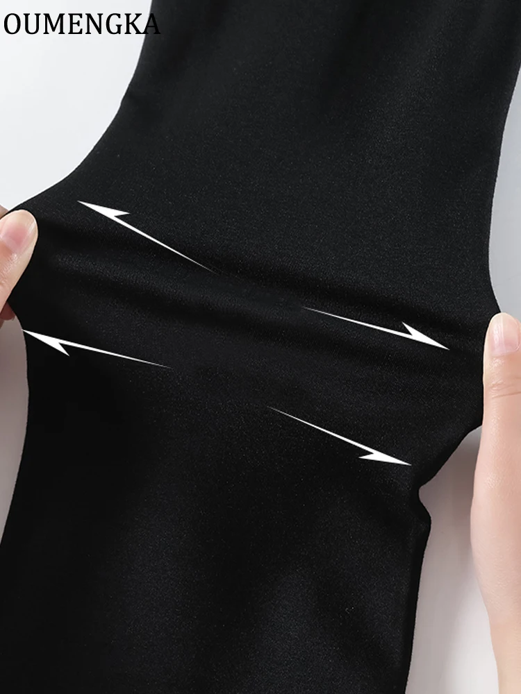 الخريف الصلبة امرأة سوداء السراويل سليم المناسب زر مخصر الشارع الشهير عادية مضيئة بانت المرأة الشتاء كابري بنطلون مع المخملية #4