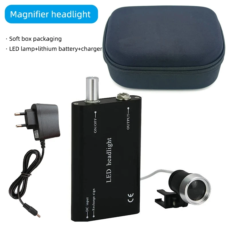 Dental 1Kit Dental Loupes Head-mounted Dentistry Headlamp 3W/2.5X/3.5x Focal Length Light Portable Light Rechargeable Battery