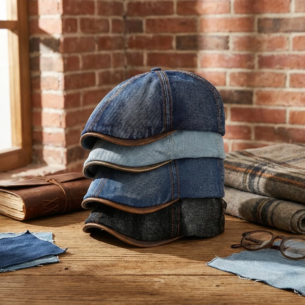 Neue Modische Hochwertige Tragbare Lässige Gewaschene Denim-Baskenmütze Vintage Kurzbrim-Schirmmütze Verstellbare Flache Kappe Unisex