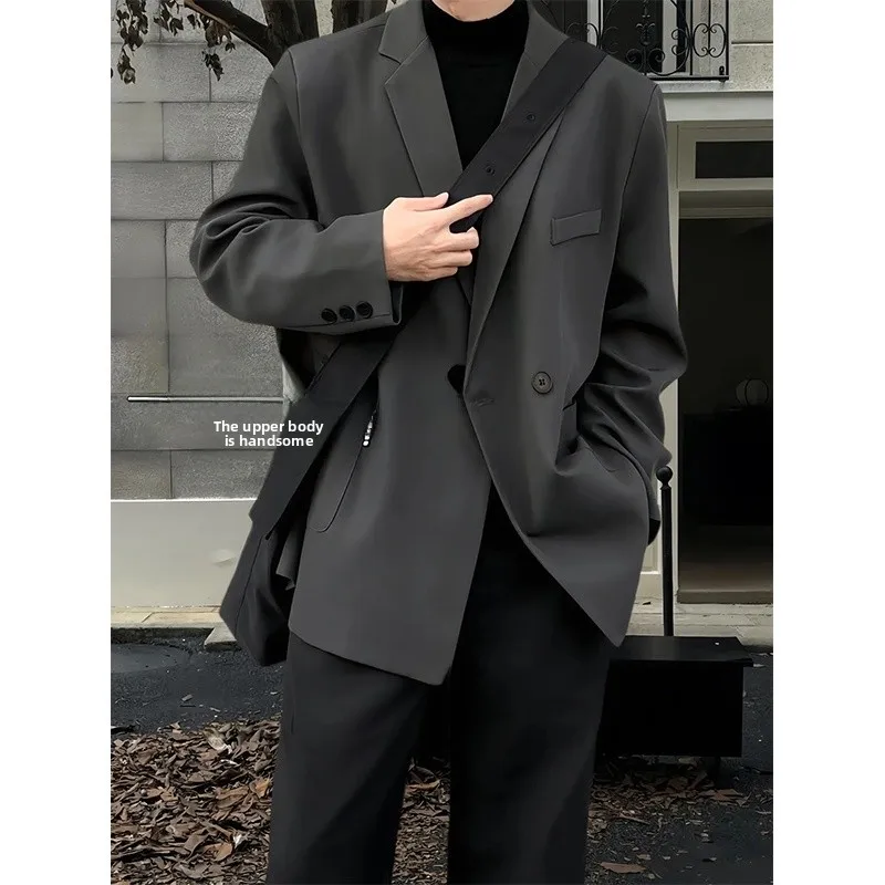 

Мужской повседневный пиджак с подплечниками, осенне-зимний, в корейском стиле, премиум-класса, короткий, в западном стиле