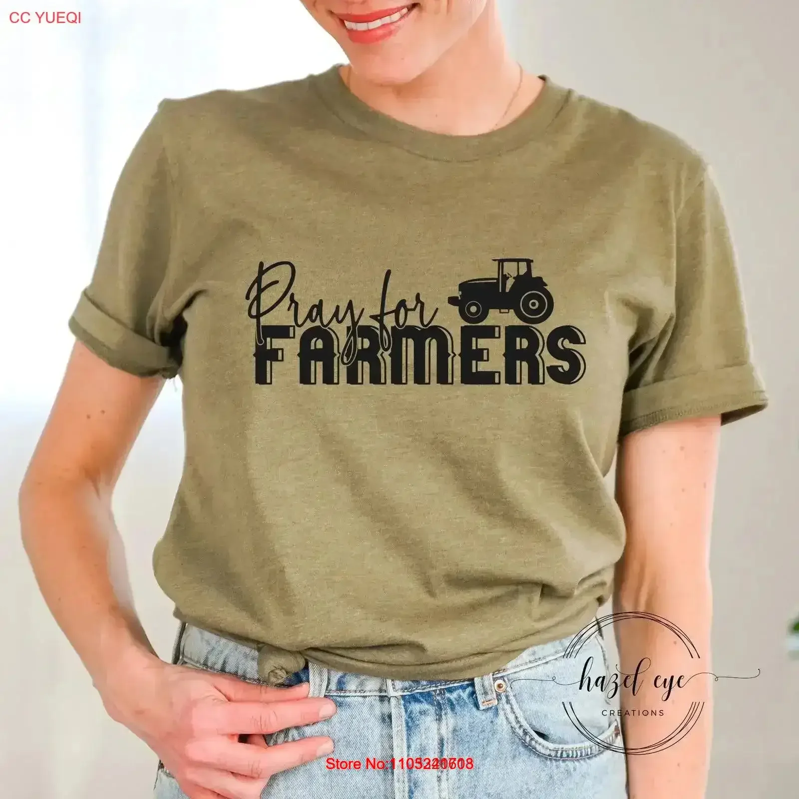 Pray for farmers Farm T Shirt unisex vintage Washed Versatile Slightly Stretched Top Everyday Wear Comfortable vintage Washed