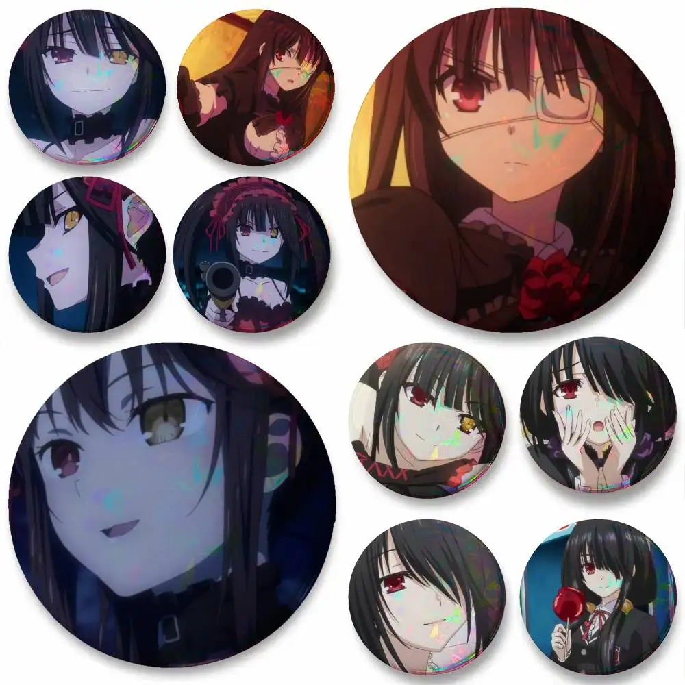 Date A Live Kurumi Tokisaki Anime Badge Tinplate Meme Round Brooch For Hat Bag Creative Lapel Jewelry Accessories Gifts