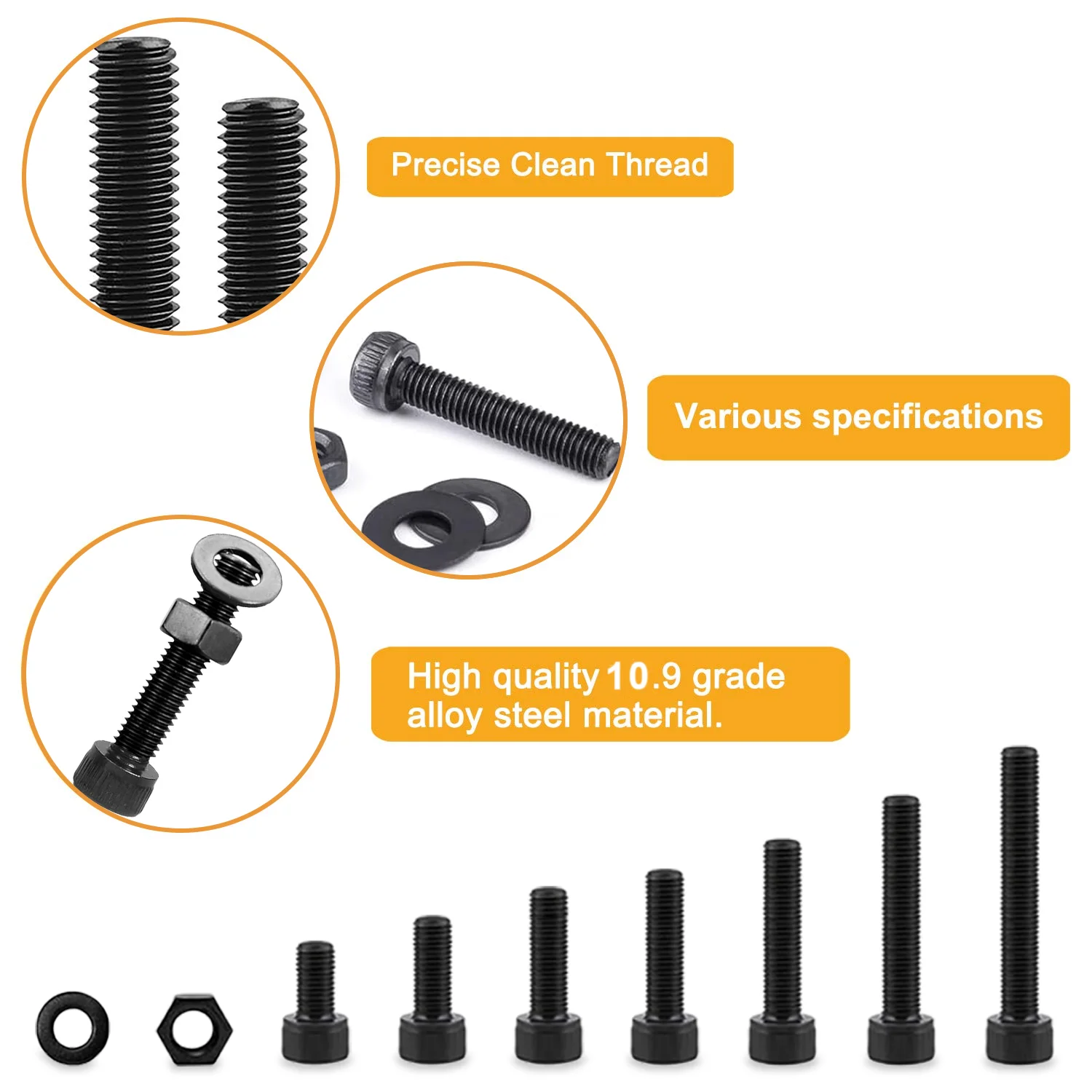 420Pcs Cup Head Hex Screw, M2.5x4/6/8/10/12/16/20mm Hex Head Screw Washer, Nut Set, Allen Wrench, For Service