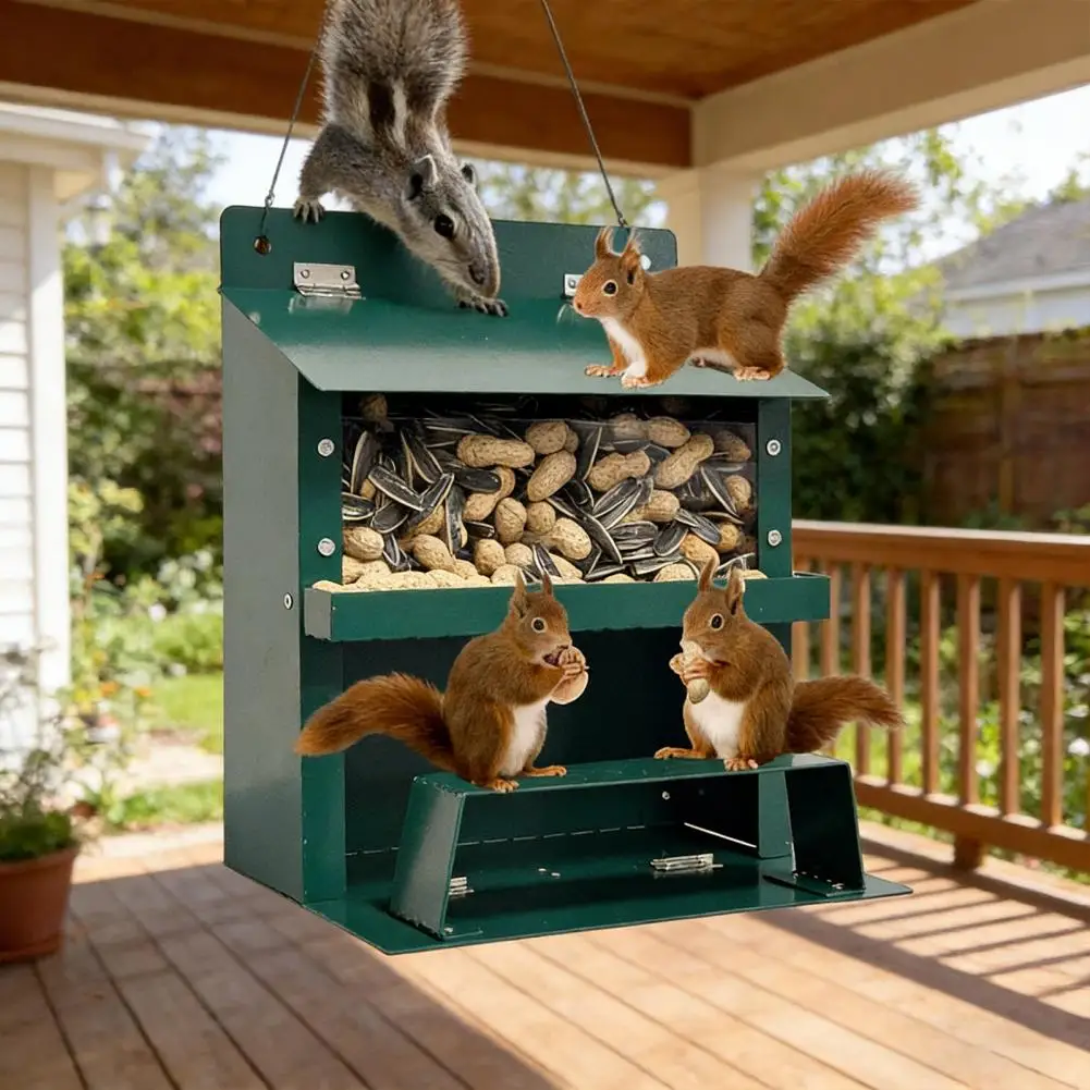 Squirrel Picnic Table Feeder Corn Cob Holder Feeder Weatherproof Decoration For Nature Observation Backyard Wildlife Feeding
