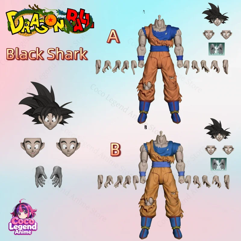 Hot Sale Black Shark Dragon Ball Super Saiyan 3 Goku Battle Damaged Ver Articulated Figure with Bonus Item Toys  Gifts