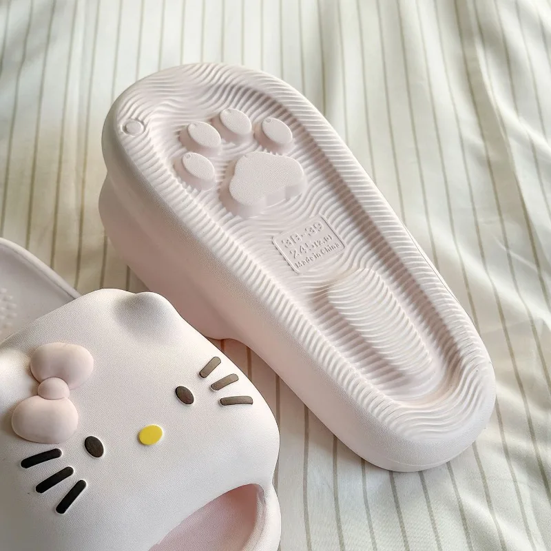Hello Kitty Slippers Sanrio Anime Cartoon Printing Kawaii Thick-soled Non-slip Summer Joker Sandals Bathing Home Holiday Gifts view 4