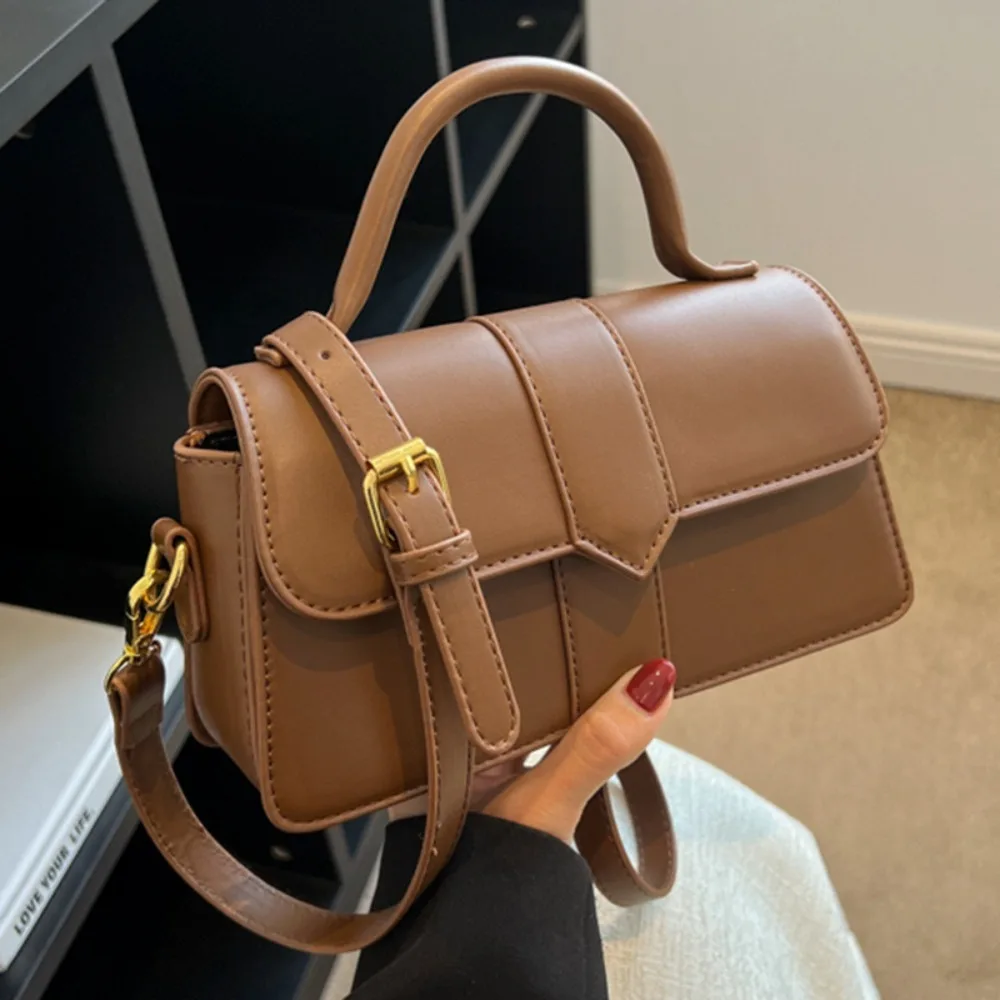 

Fashion PU Leather Shoulder Bag Solid Color Zipper Underarm Bag High-capacity Women Handbag Girl