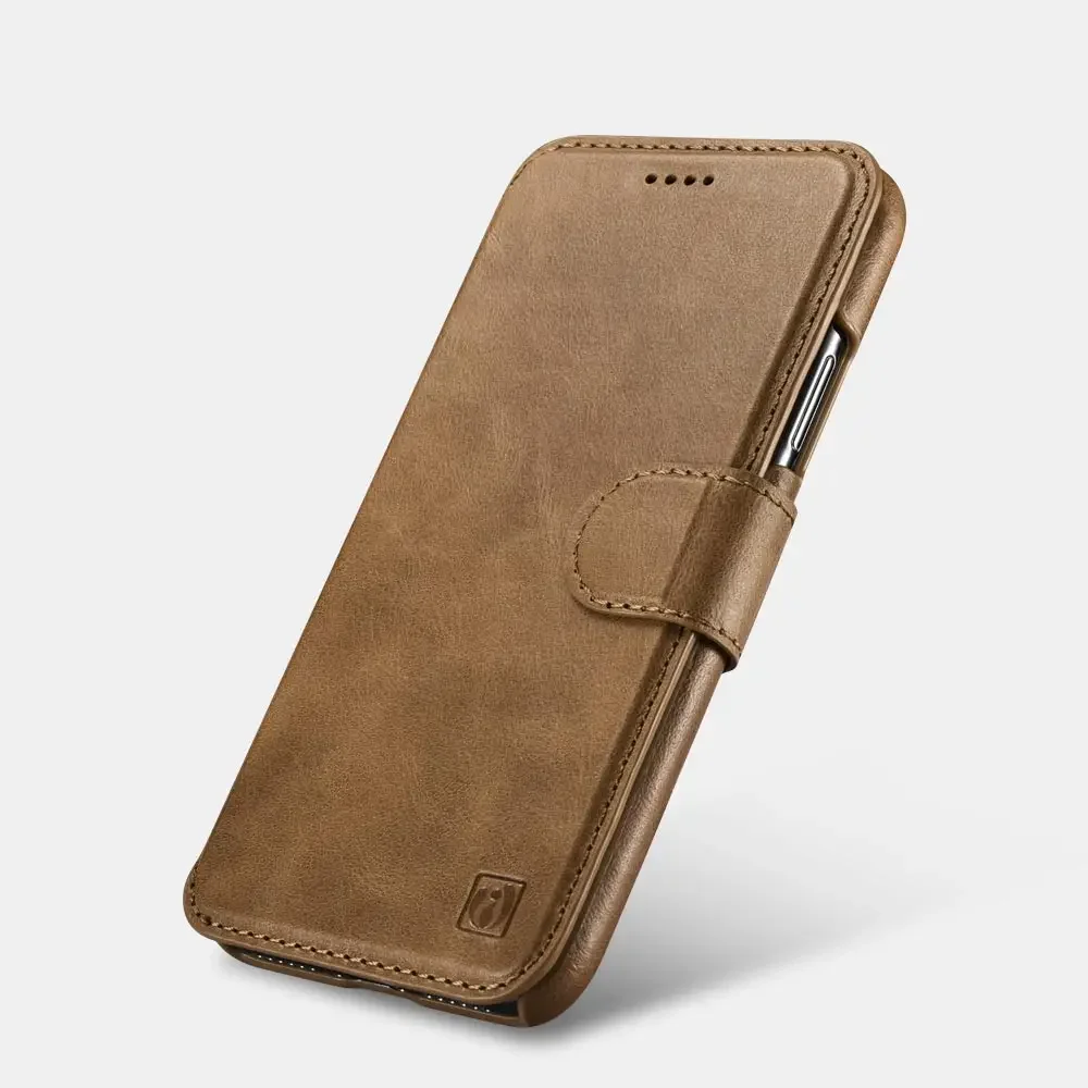 Wallet Case for iPhone XR Genuine Leather Detachable 2 in 1 Mobile Phone Wallet Folio Case