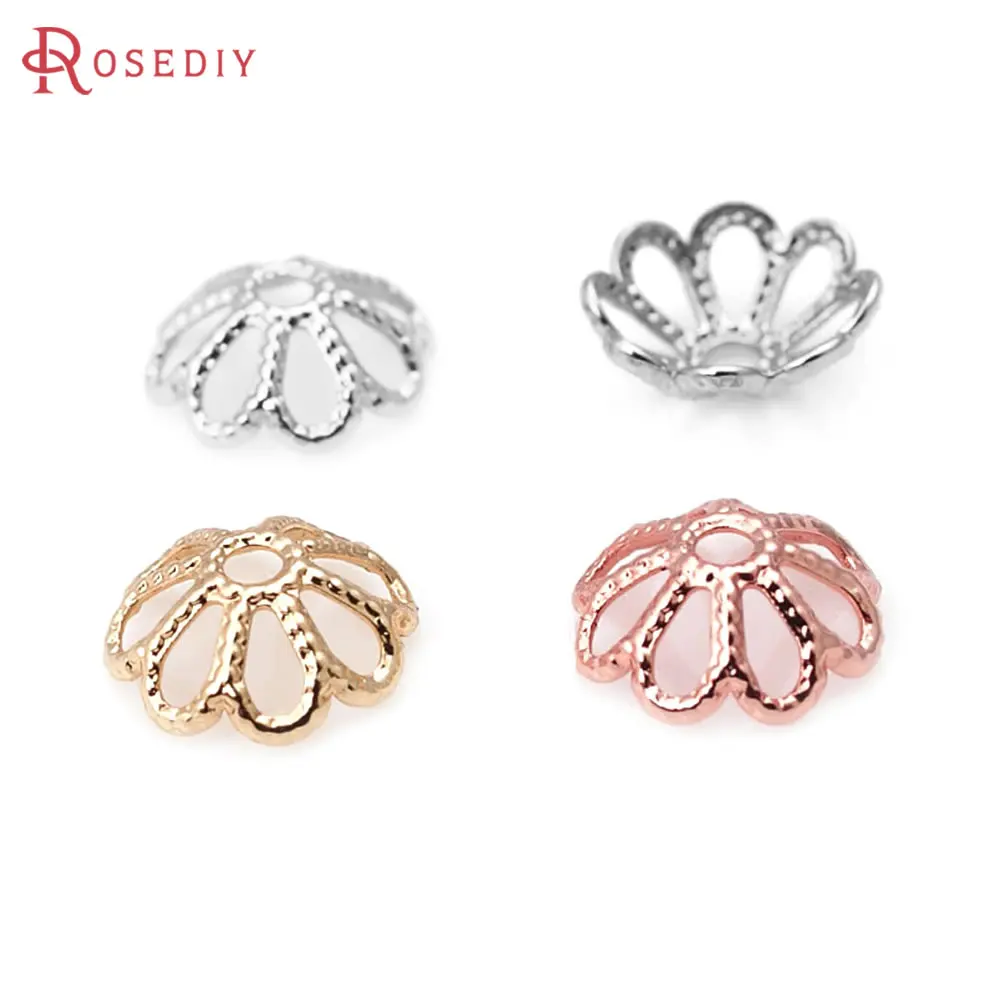 

7MM 8MM 12MM 14MM 18K Gold Color Silver Color Brass Flower Beads Caps Jewelry Making High Quality Diy Findings Accessories