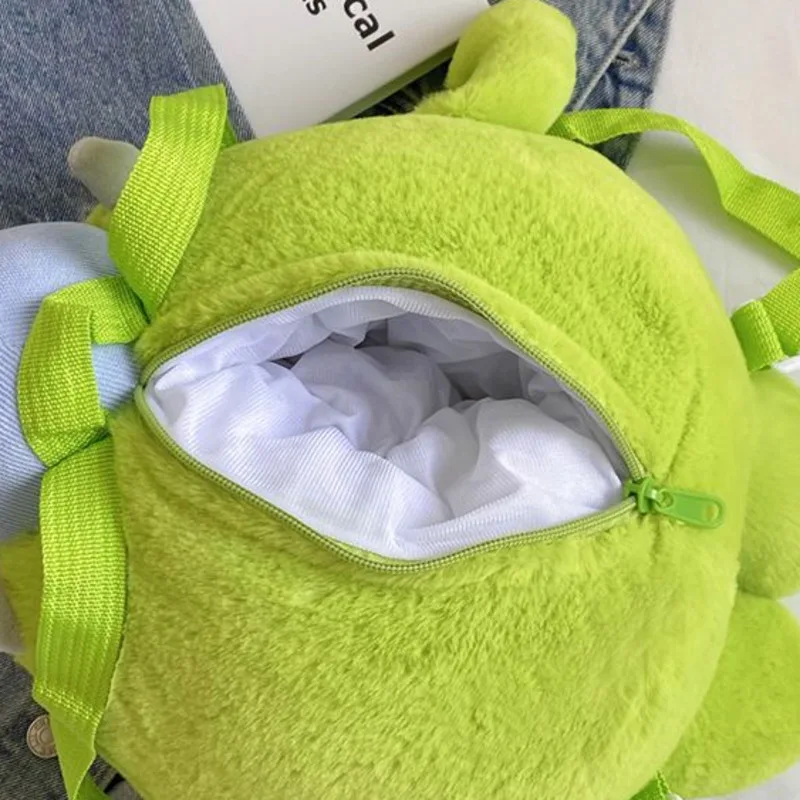 Mochila De felpa de monstruos Mike Wazowski para mujer, bolsos cruzados Kawaii, juguetes de peluche suaves de dibujos animados para niños, regalo de cumpleaños