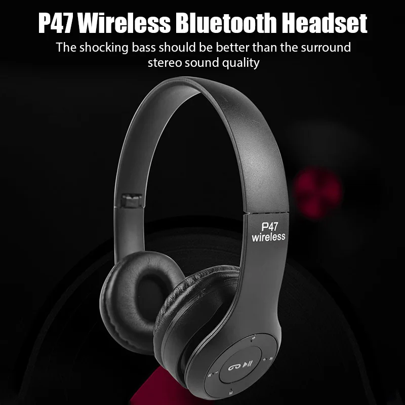 P47 Wireless bluetooth headphone With Mic Noise Cancelling Headsets Stereo Sound Earphones Sports Gaming Headphones Supports PC