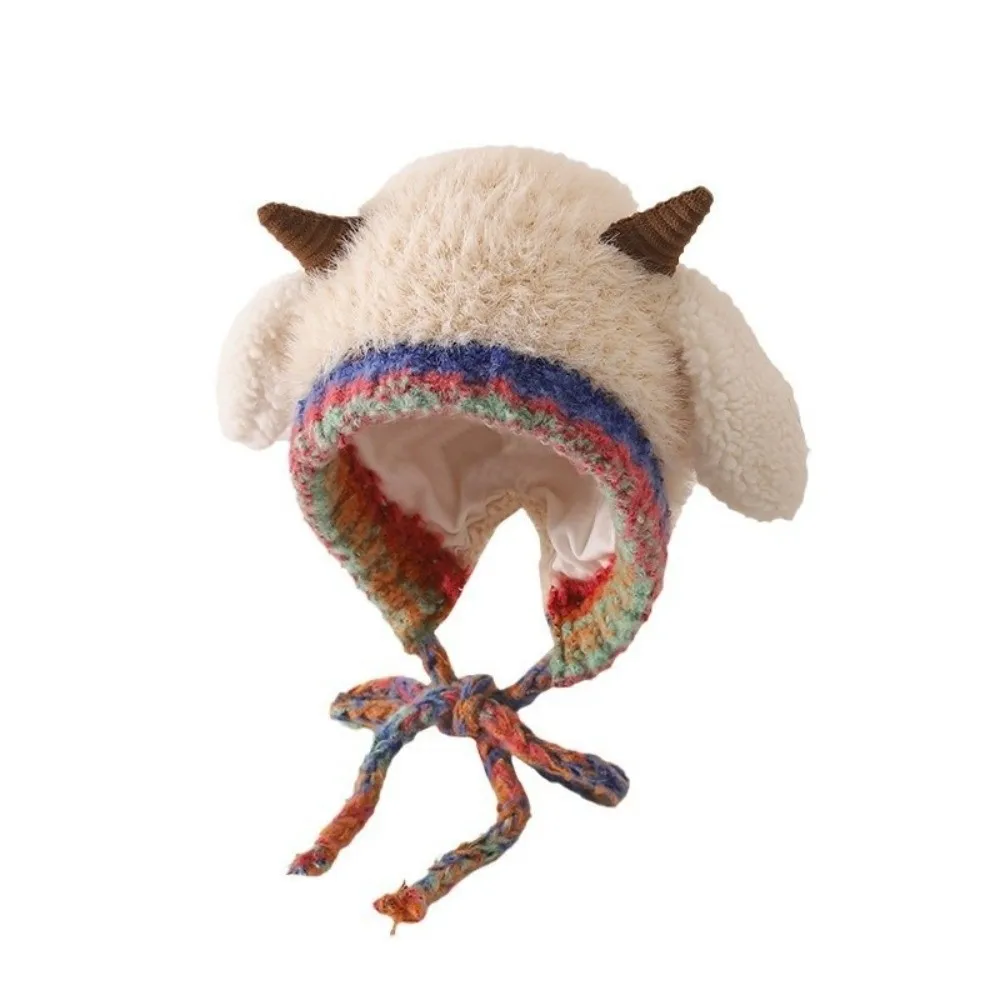 

Cute Cartoon Winter Hat Adjustable Warm Ear Protection Cap Warm Lamb Fleece Cap Children