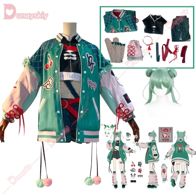 PJSK Cosplay Costume Mikuku Halloween Party Mikku Stage Costume Wig Comic Disguise HAO Role Play Woman Adult Daily Outfit