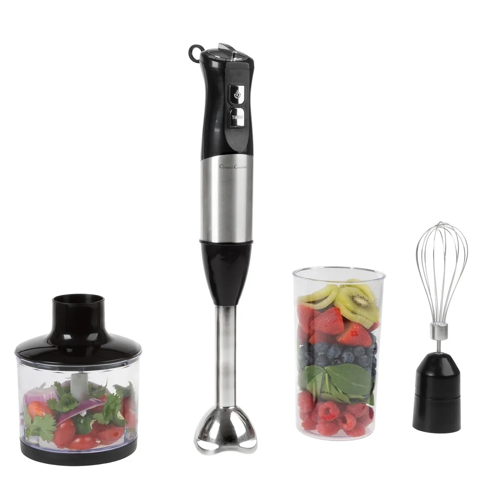 Classic Cuisine 6-Speed Handheld 4-in-1 Immersion Blender Soups Black)