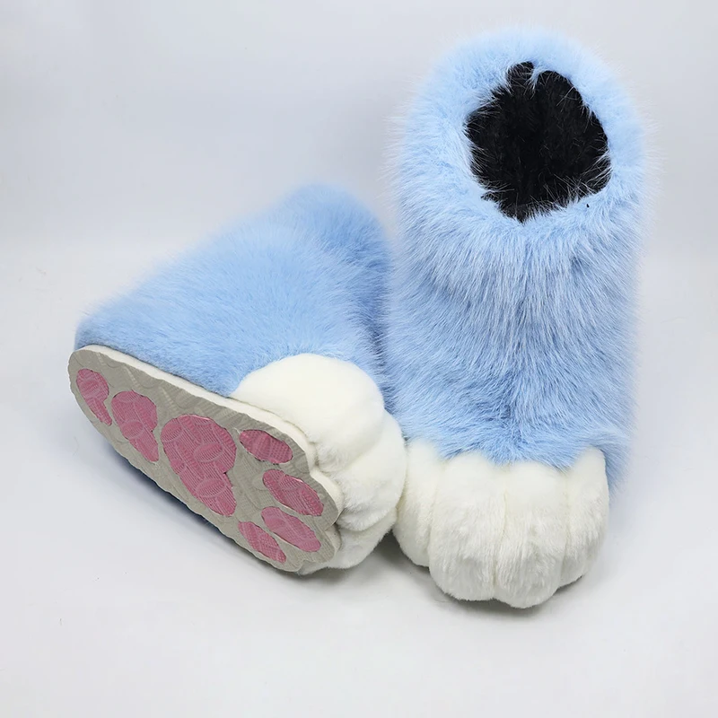 Harige Kat Poot Schoenen Pluizige Laarzen Meisjes Schoenen Beest Poot Schattig Pluche Kig Fursuit Dierenvoet Sokken Anime Party Cosplay Kostuum