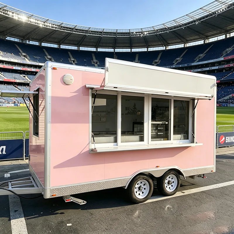 Towable Mobile Food Trailer Portable Catering Kiosk Outdoor Snack Food Truck Trailer