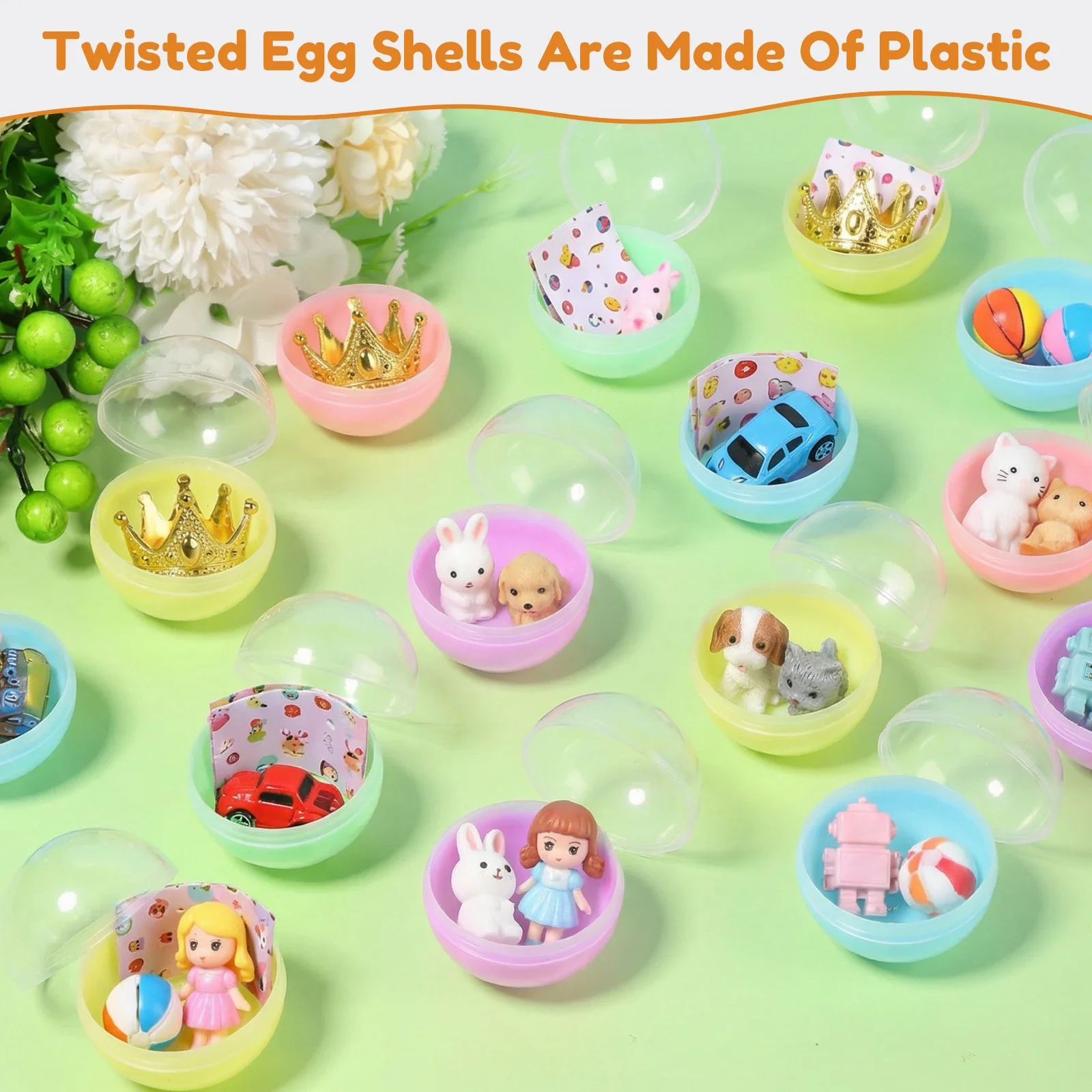 50Pcs Round Capsules Empty 2 inch Plastic Fillable Empty Colorful Capsules Bulk Party Favors  Vending Machine Capsules for Party image 5