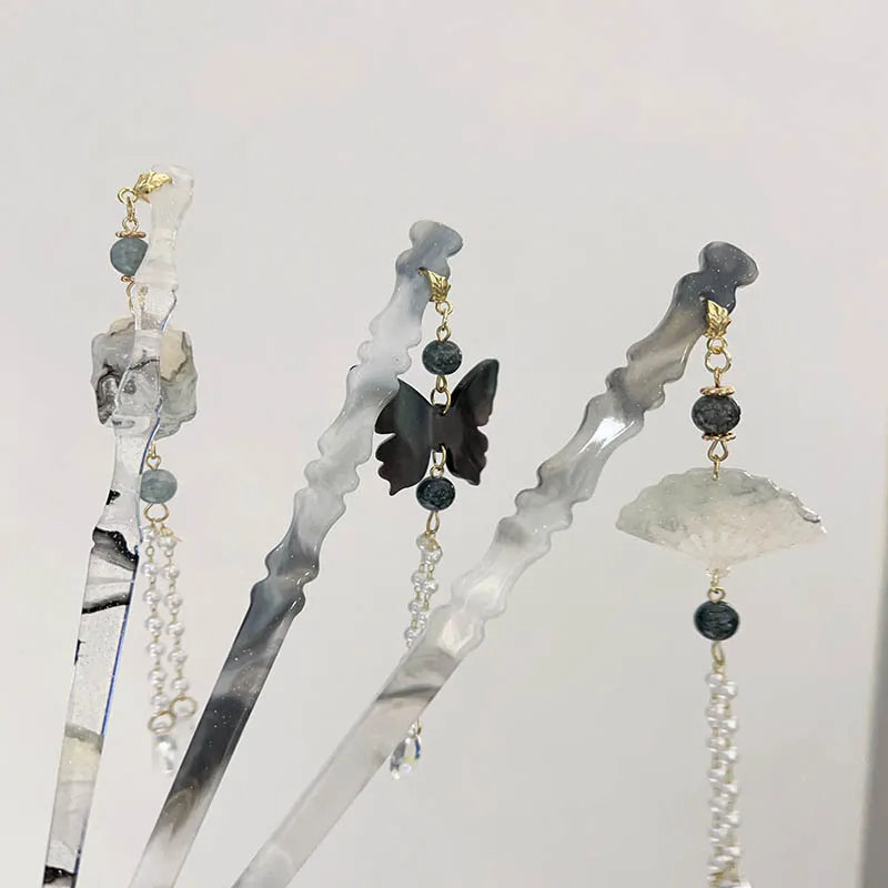 

Аксессуары для волос: веерообразные кисточки-бабочки, заколка для волос с уксусной кислотой, новая заколка-ступенька в китайском стиле, прическа в китайском стиле.