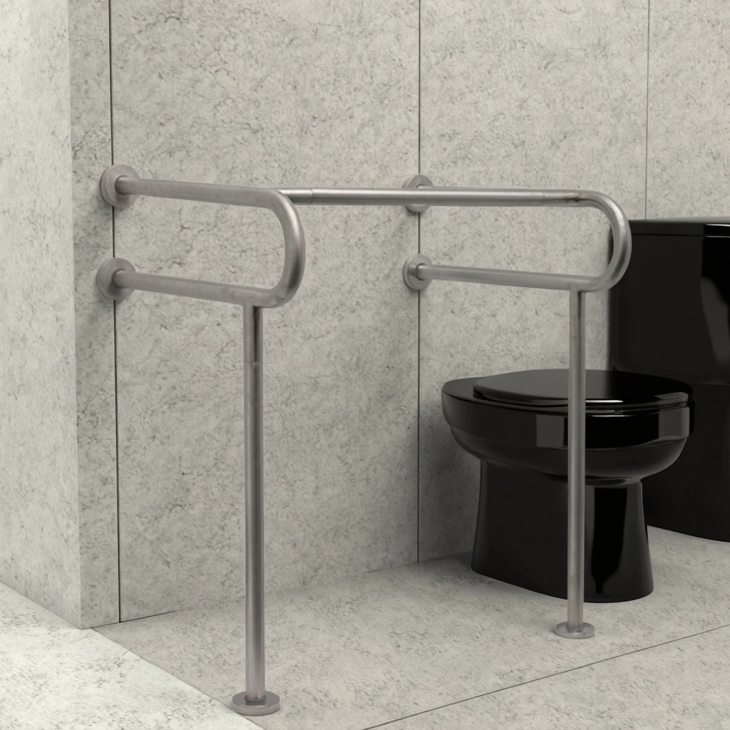 304 Stainless Steel Barrier- Column Basin Handrails Safety Railings for Elderly Disabled Public Toilets Wash Basin Grab Bars