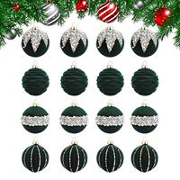 Christmas Ball Decoration 6cm/16pcs Color Velvet Plush Christmas Ball Set Christmas Tree Pendant For Holiday Party