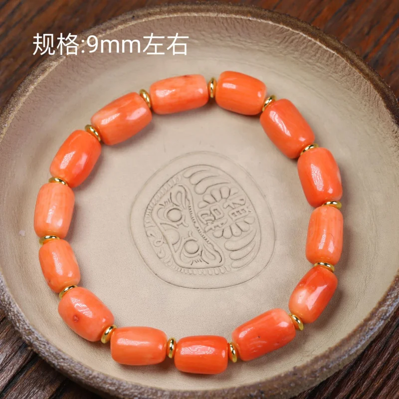 Momo Aka Color Agate Imitation Coral Bracelet Sea Ornament round Beads with Type Accessories