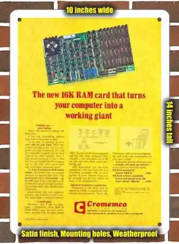 Metal Sign - 1977 Cromemco 16K RAM Cards- 10x14 inches