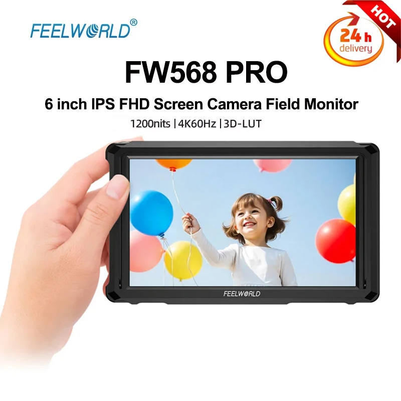 

FEELWORLD FW568 PRO 6 Inch 1200nit Ultra Bright Camera Field Monitor IPS FHD Screen 3DLUT 1920x1080P 4K On-Camera Monitor