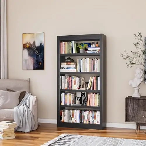 Book Shelf, 5-Tier Sturdy Bookcase, Adjustable Bookshelf, Large Capacity per Shelf, Modern Book Cases for Living Room