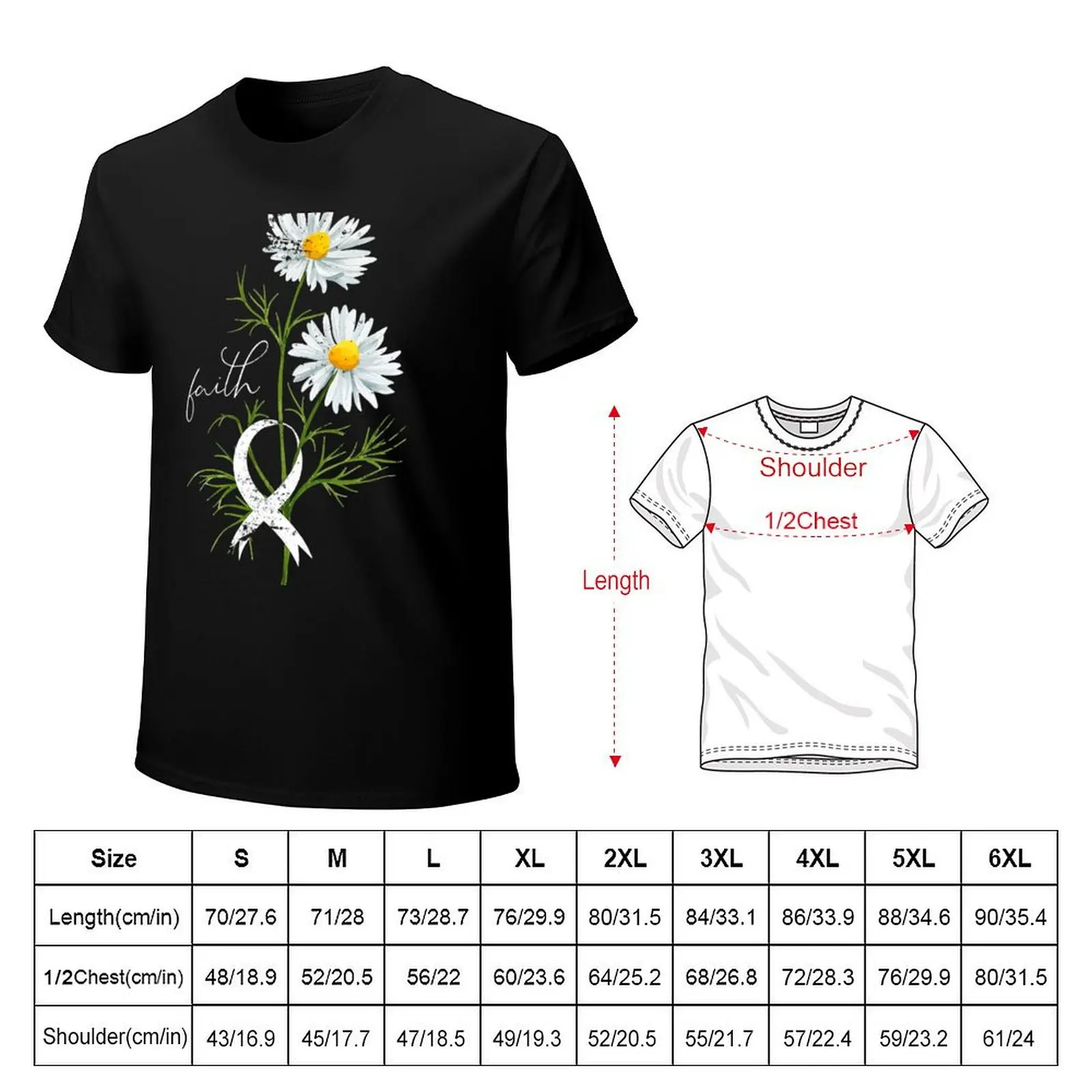 Lung Cancer Fight Support White Ribbon Lung Cancer T-Shirt man t shirts cotton T-Shirt