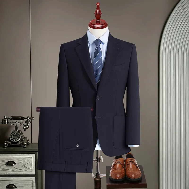 High-Quality Fashionable Handmade Half-Linen Wool Modal Mixed High-Definition Italian Style Men's Two-Piece Suit