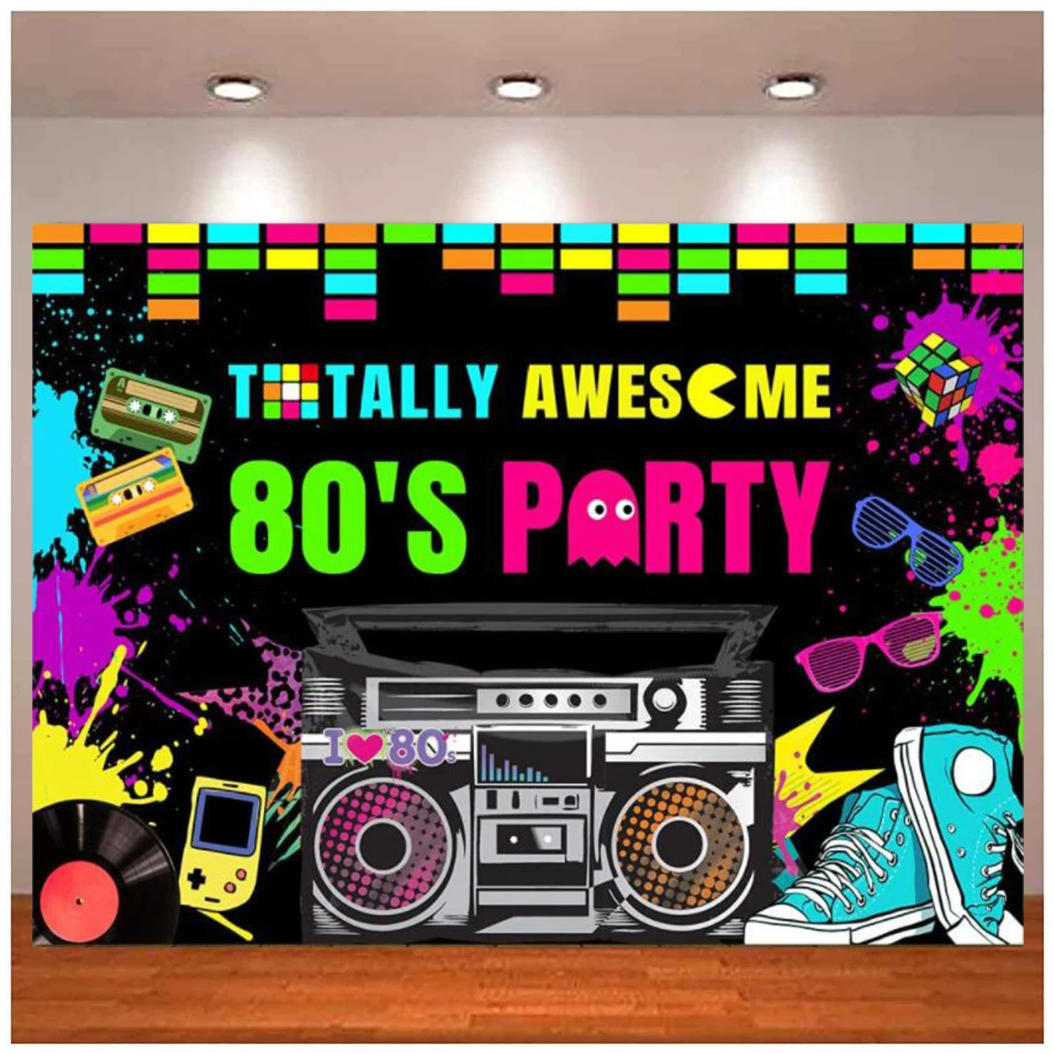 

80's Party Graffiti Colorful Hip Hop Game Radio Photography Backdrop Banner Portrait Decoration Supplies Background Poster