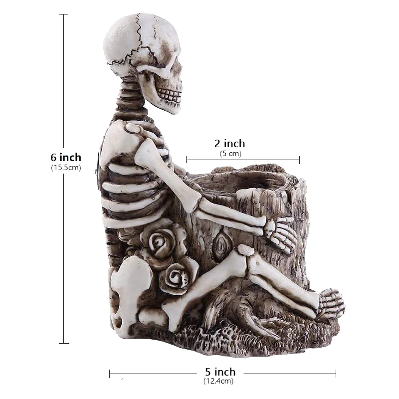 Portapenne Skull Skeleton Stand portapenne portapenne per trucco accessori da scrivania Organizer per la decorazione del Desktop dell'ufficio domestico