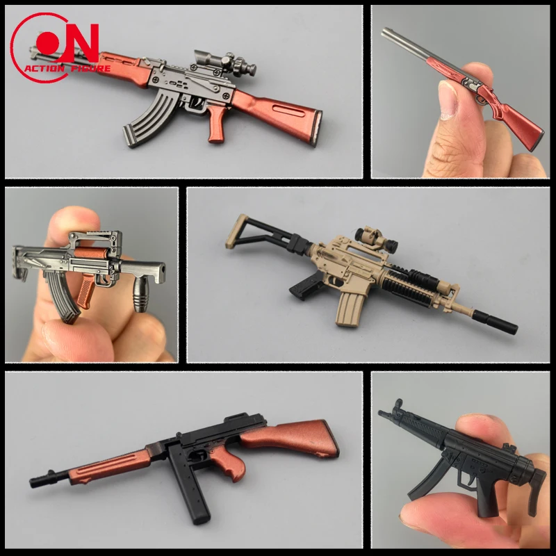 Mini Rifle de francotirador a escala 1/12, modelo de pistola AKM M4A1 98K, accesorios de escena de arma que se ajustan al cuerpo de figura de acción de soldado masculino y femenino de 6"