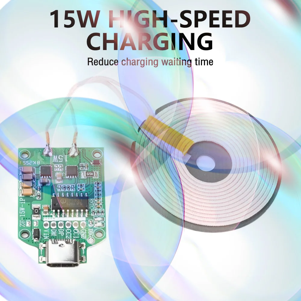 

Wireless Charging Transmitter 15W Adaptive Fast Charger Wireless Charging Module Supports Charging Notification Pop-ups