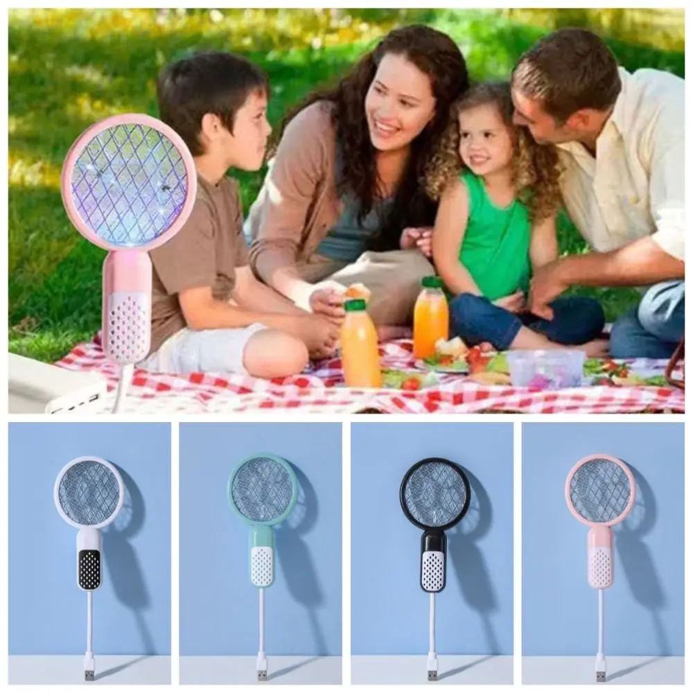 Durable Mini USB Mosquito Swatter Electric Shock UV Light Mosquito Killer Lamp Security Net Portable Insect Racket Outdoor
