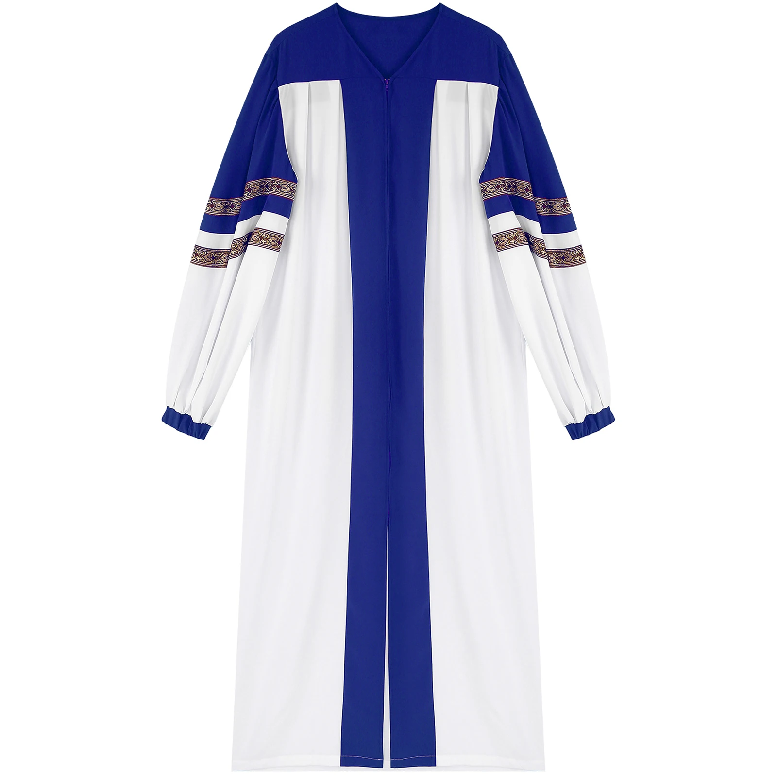 Women Men Pastor Gown Church Choir Robe Halloween Catholic Clergy Cosplay Costume Long Sleeve Zipper Christian Priest Dress