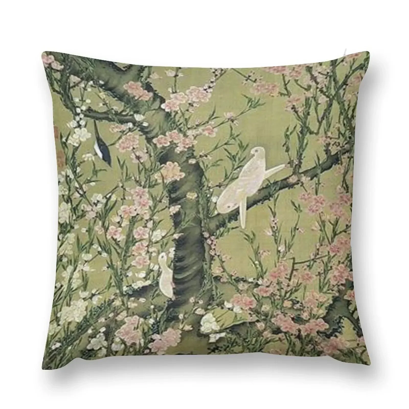 Favourite Artist - Jakuchu Ito - Birds and Blossom Throw Pillow Cushion Cover luxury sofa pillows Christmas Pillows pillow