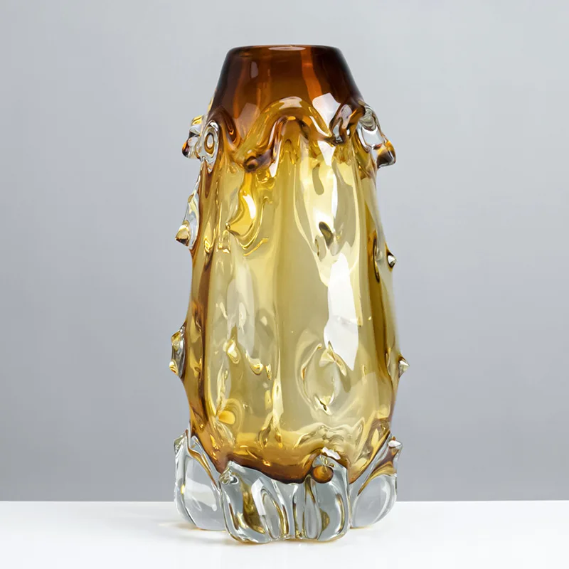 Glass Vase, Water Flower Cultivator, Home Soft Decoration, Handicrafts, Amber Belly Bottle Ornament, Creative Home Art