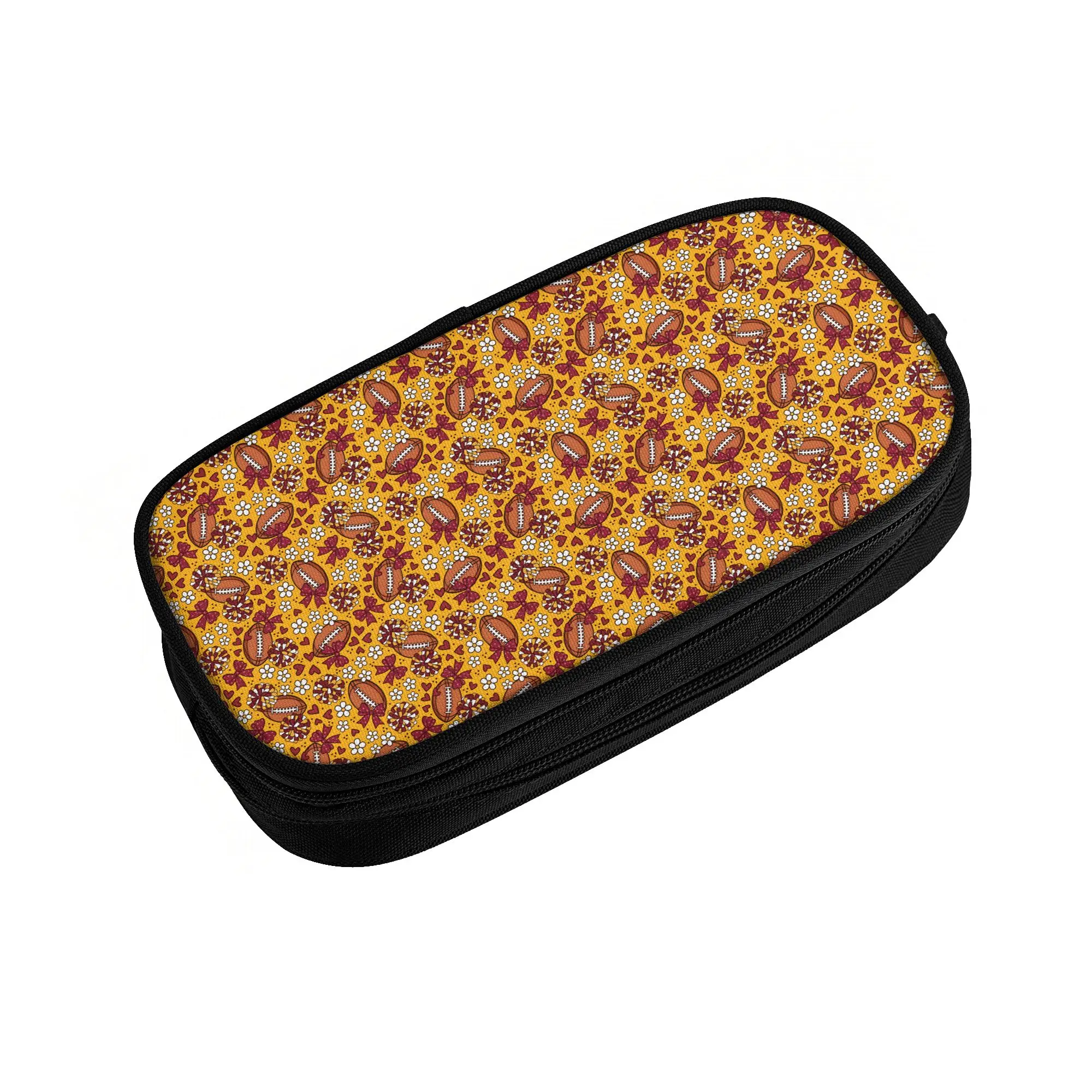 Cheer Bows Football Rugby Union  Cute Pencil Case Boy Girl Large Capacity Yellow Red Pencil Box Students Stationery