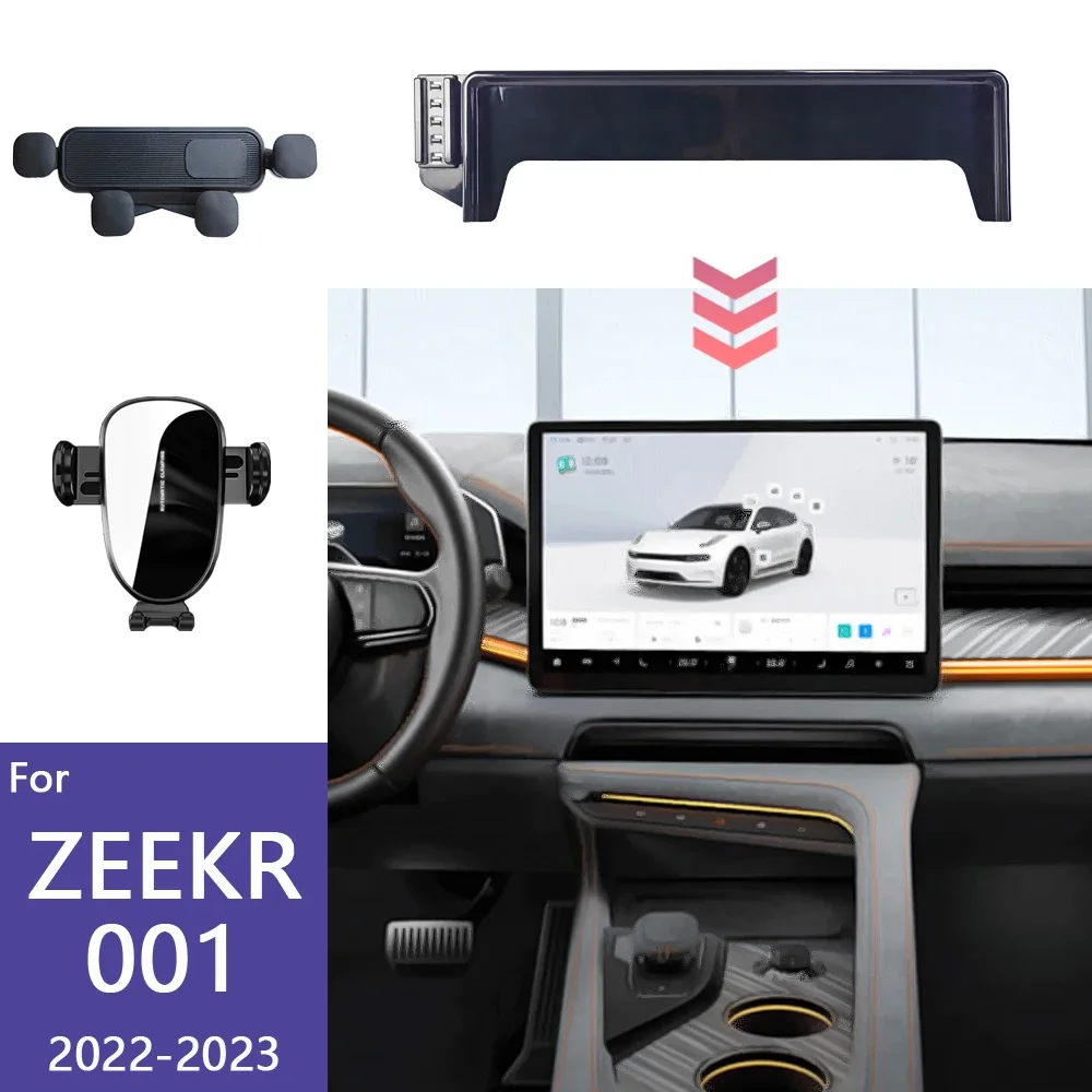 

For ZEEKR 001 2022 2023 Phone Holder Car Screen Panel Fixed Base Wireless Charging Support Gravity Phone Mount Car Storage Box