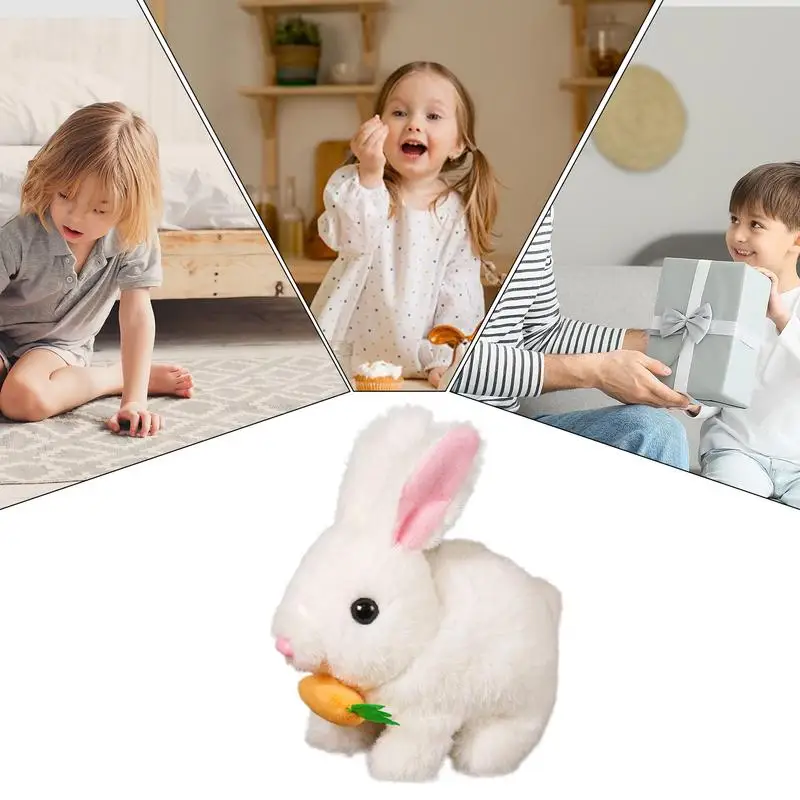 Lapin réaliste jouet lapin de pâques poupée douce jouets en peluche jeu interactif lapin poupées mignonnes sauter et secouer les oreilles animal de compagnie électronique