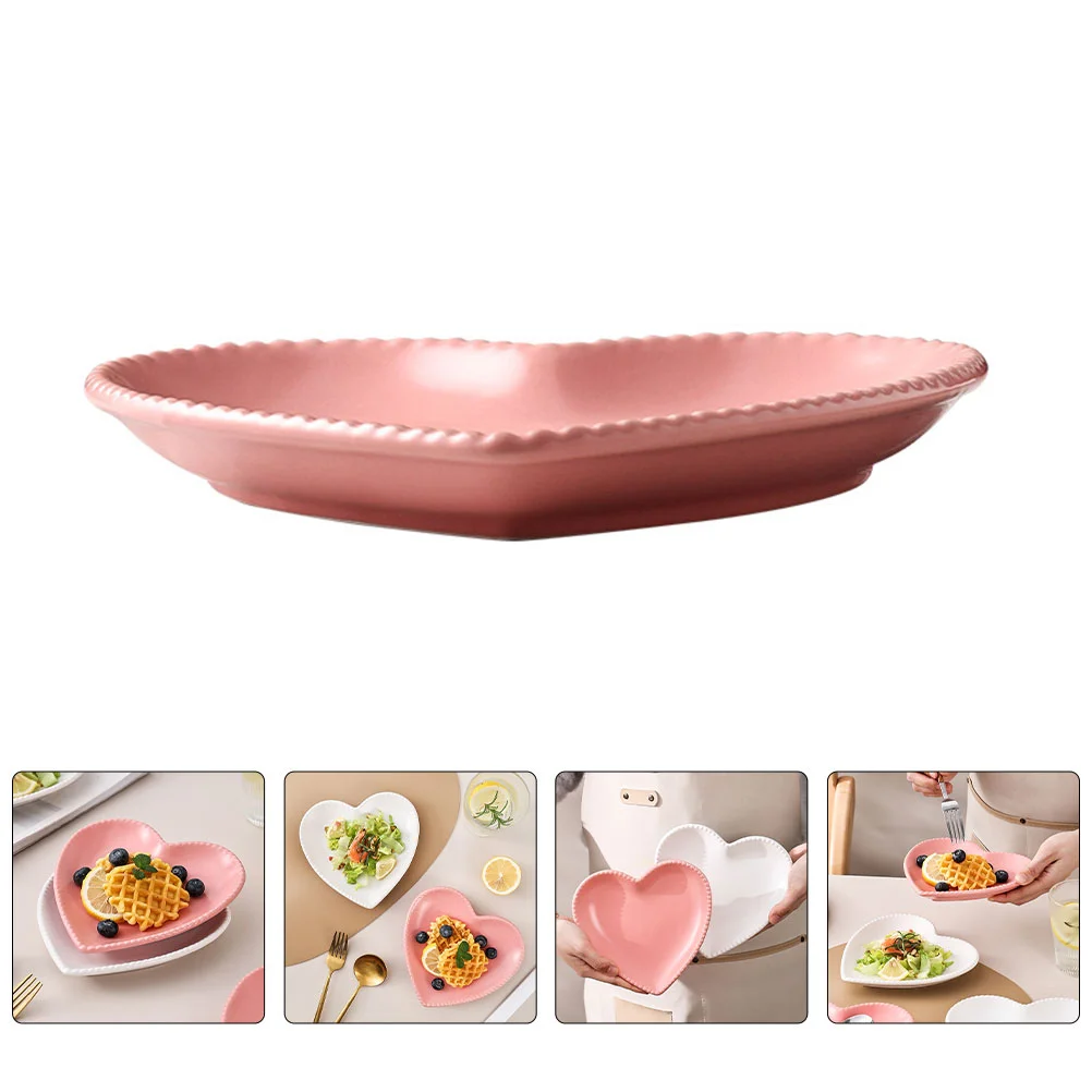 

Heart Shaped Ceramic Dish Dessert Storage Plate Kitchen Gadget Decorative Food Serving Fettuccine Pasta