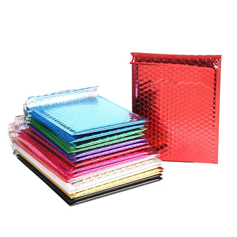 Leteveok 50/25pcs Bubble Mailers Shipping Bags for Small Businesses Gift Cushioning Packaging Red Aluminized Envelopes