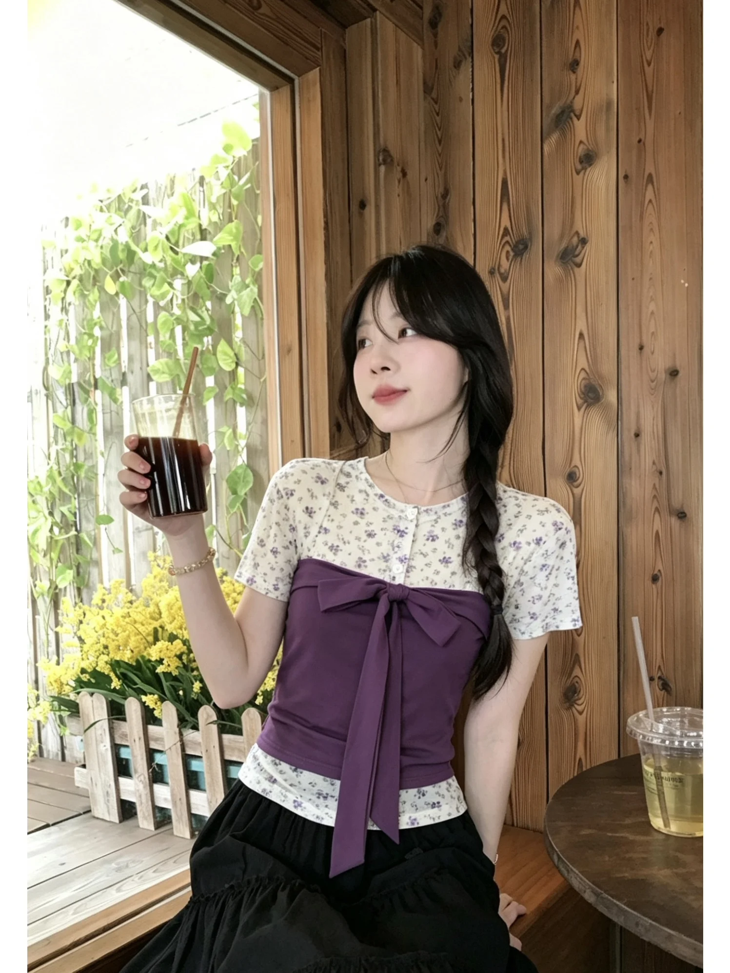 

Floral Print Sweet Spicy Anti-Aging Summer Set Women's Short Sleeve Bridesmaid Outfit High Waist Knot Top And Tube ...