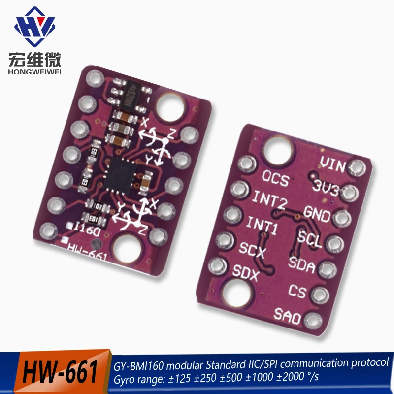 BMI160 GY-BMI160 6DOF 6-axis Rate Gyro Gravity Accelerometer Sensor Module IIC I2C SPI Communication Protocol 3-5V