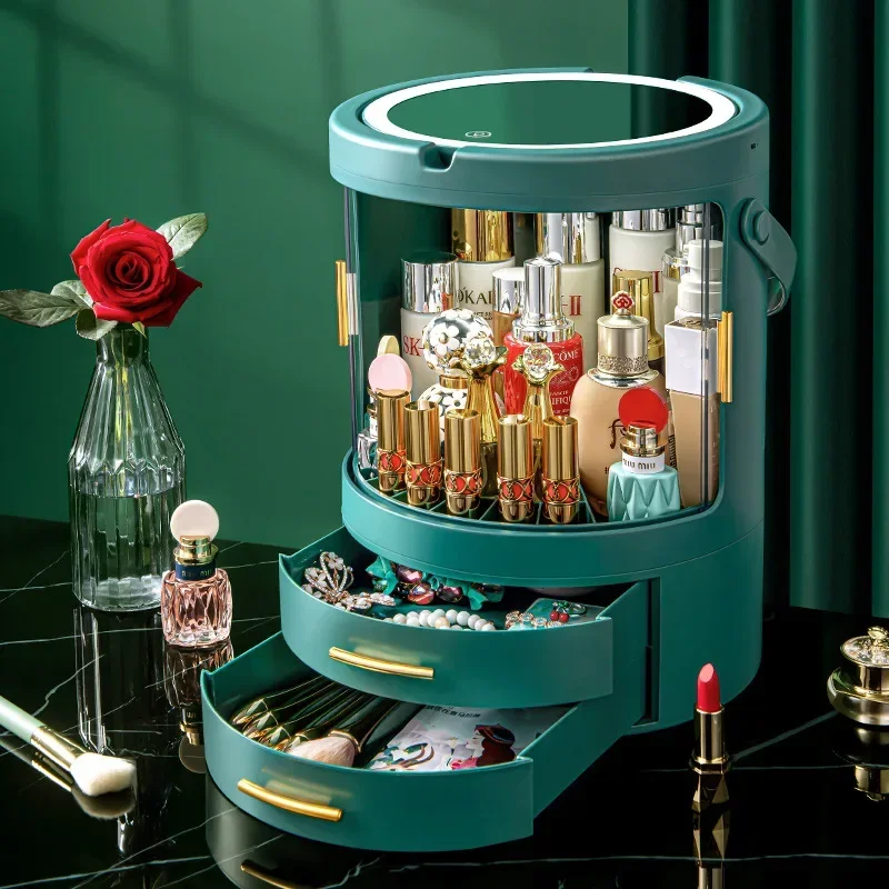 360° Rotation Luxurious Organizer Box Makeup Desktop Drawer Organizer Makeup Tables Plastic Korean Room Lipstick Storage Tray