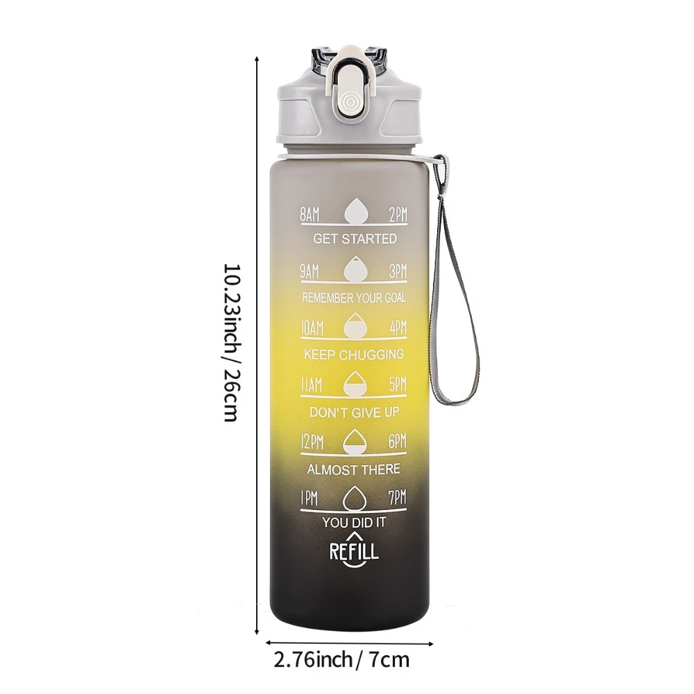 

750ML Large Capacity Water Bottle Plastic Portable Sports Water Cup Leak-proof with Time Marker Clear Drink Bottle